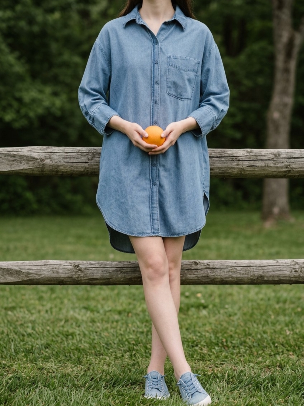 ONLY Light Blue Denim Top with Logo Tag